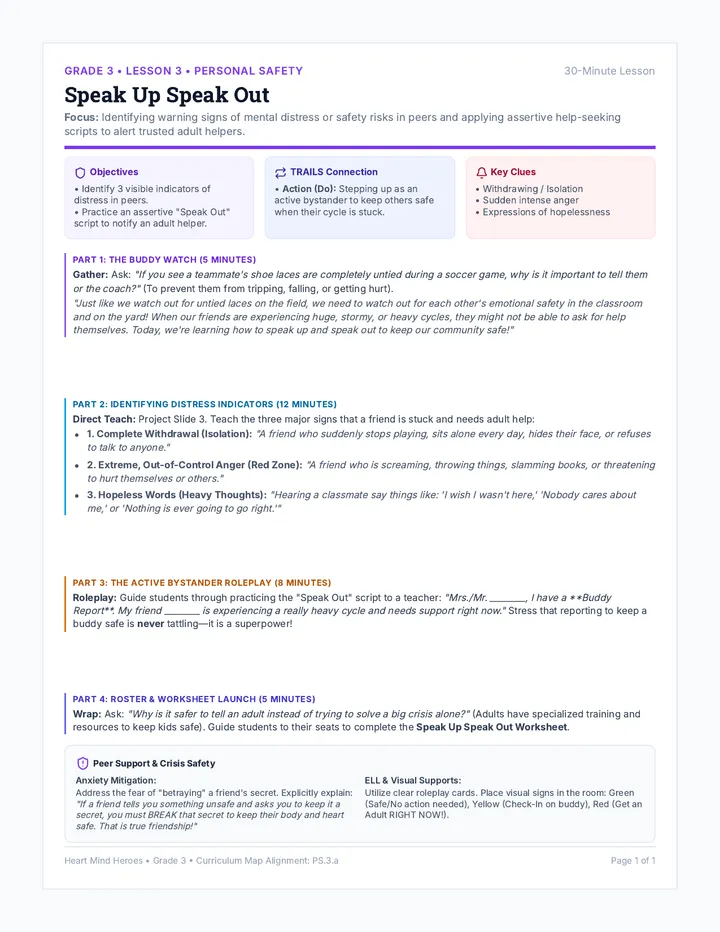 Speak Up Speak Out Teacher Guide
