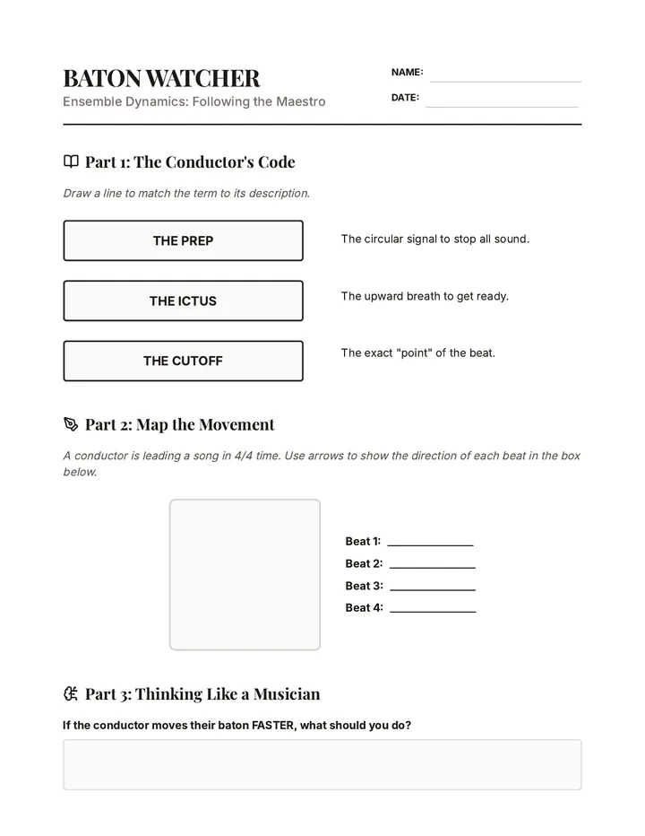 Baton Watcher Worksheet