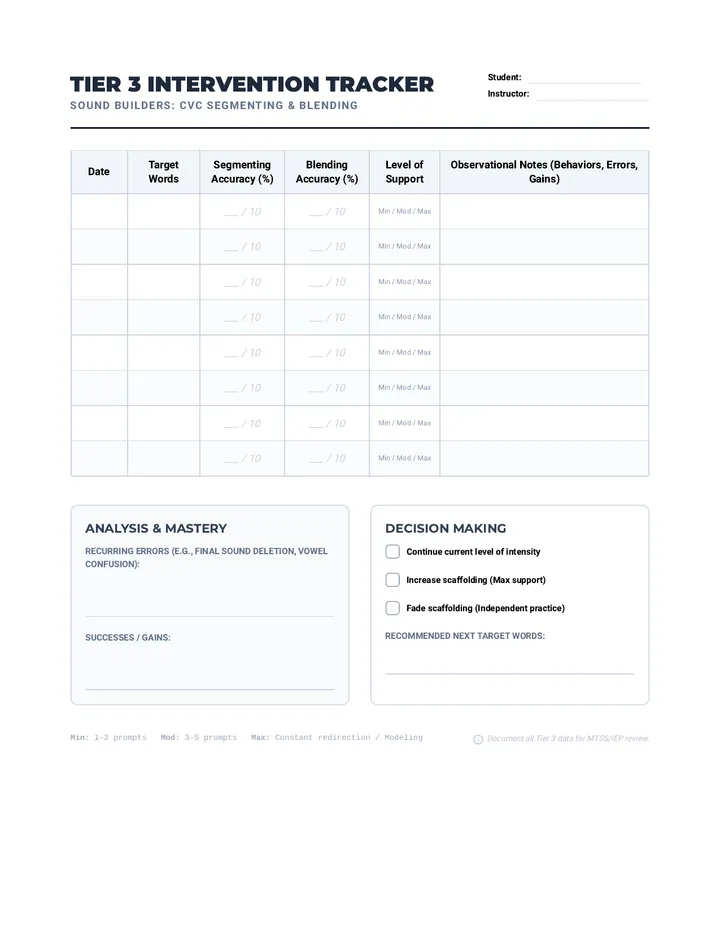 Sound Builders Intervention Tracker