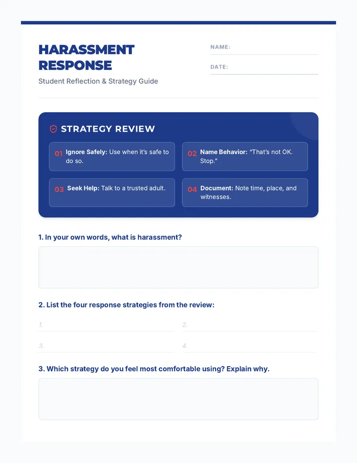 Harassment Response Strategies Handout