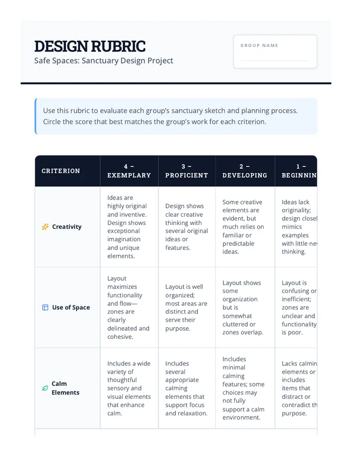 Design Rubric Eval Tool