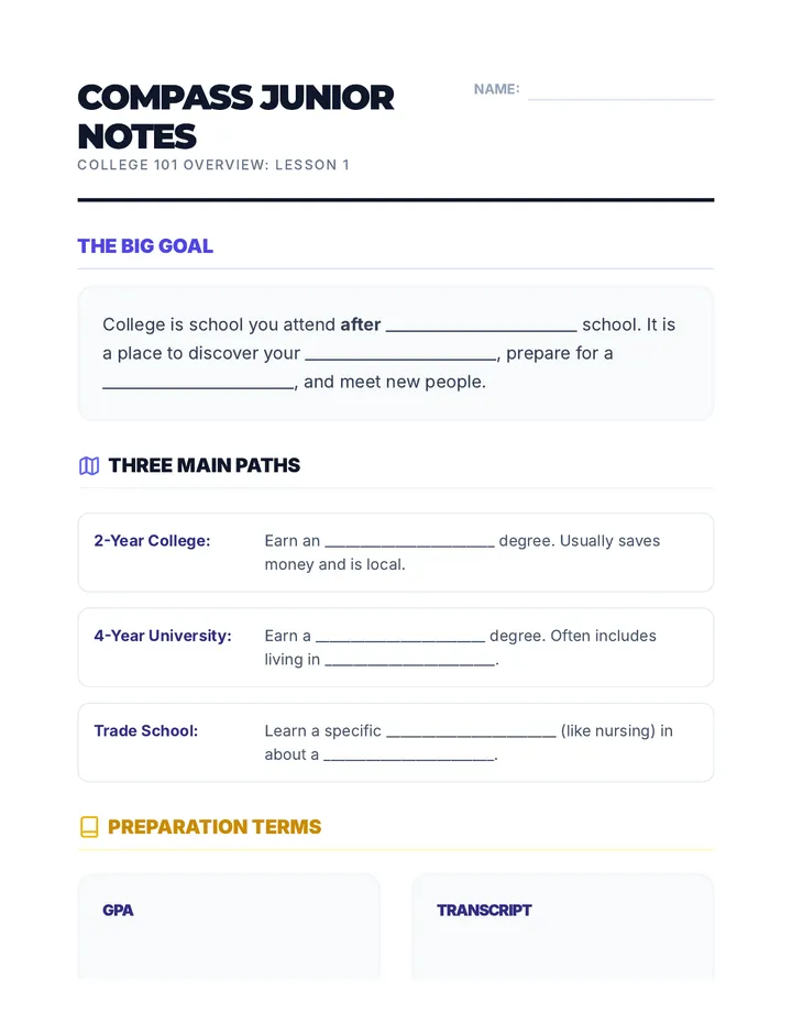 Compass Junior Guided Notes