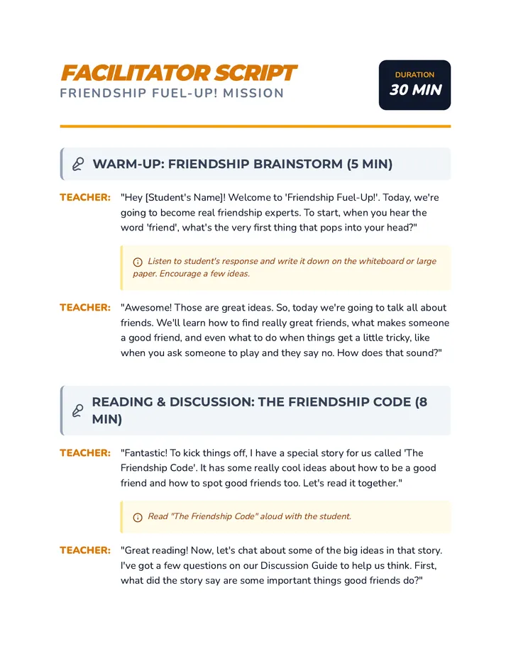 Friendship Fuel-Up Script