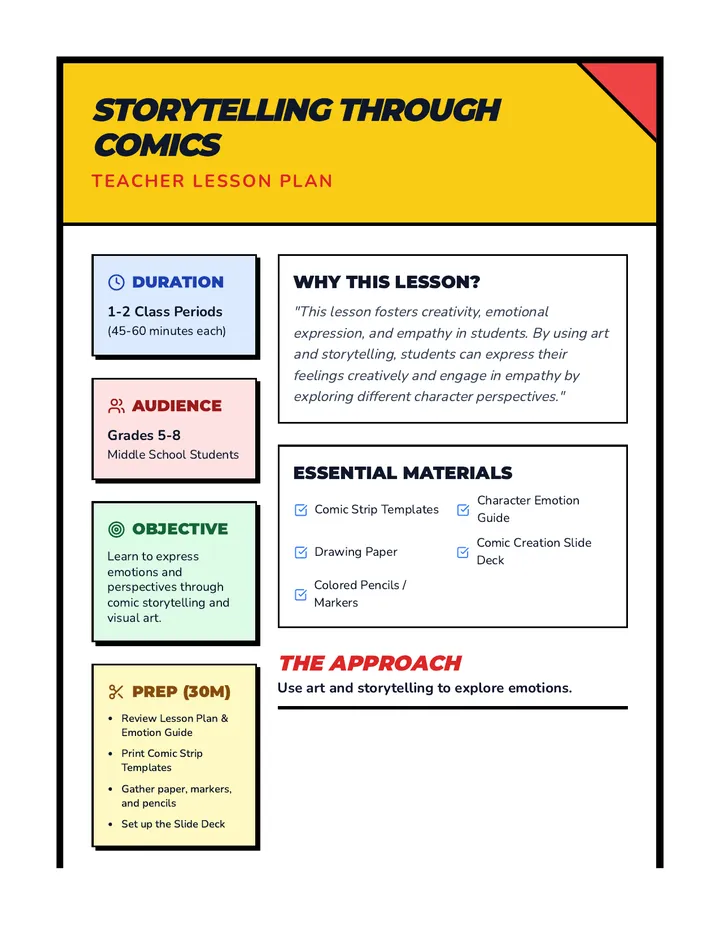 Comic Storytelling Lesson Plan