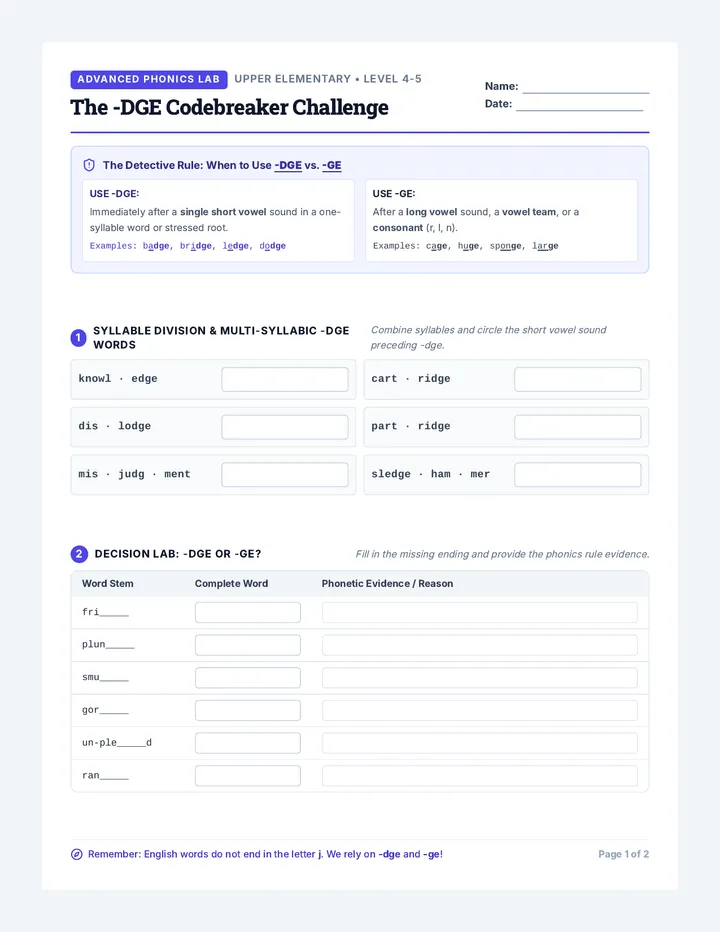 DGE Codebreaker Worksheet