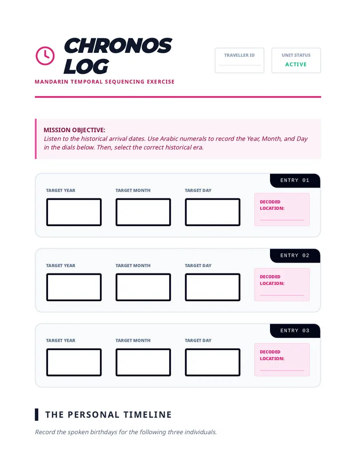 Chronos Log Worksheet