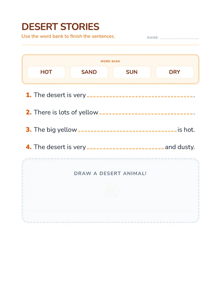 Desert Stories Worksheet