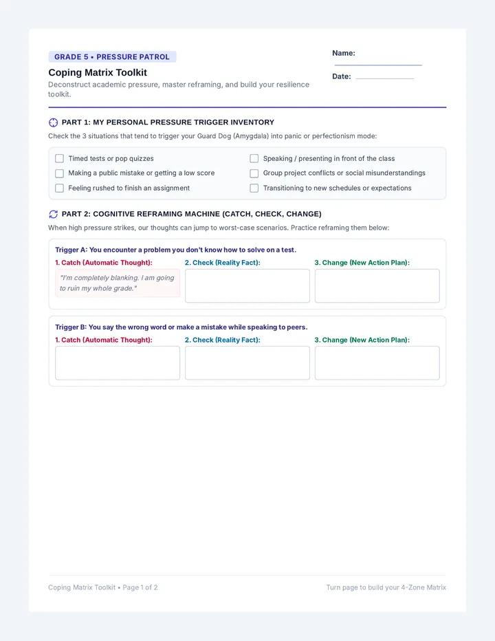 Coping Matrix Toolkit Worksheet