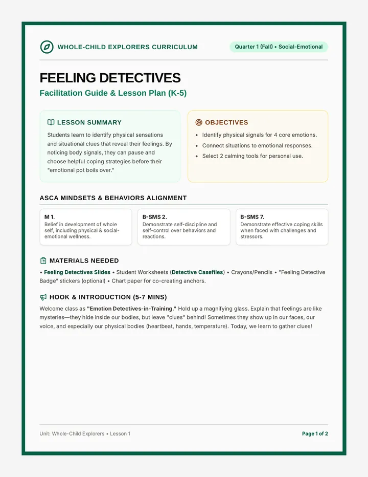 Feeling Detectives Counselor Guide