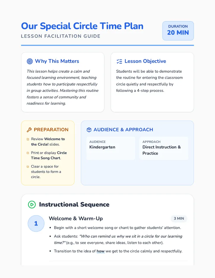 Circle Time Lesson Plan