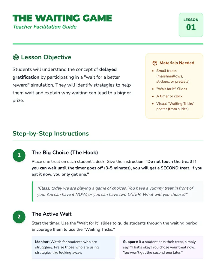 Waiting Game Teacher Guide