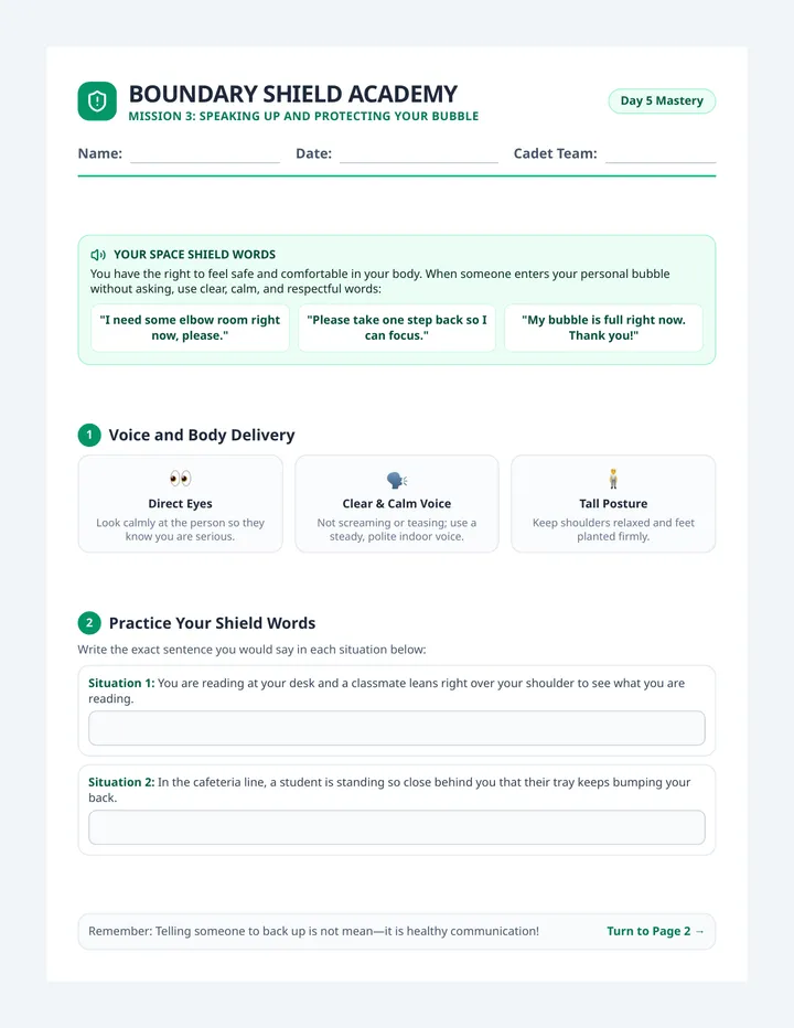Boundary Repair Worksheet