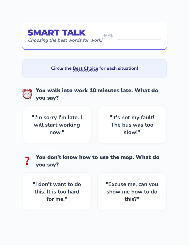 Smart Talk Worksheet
