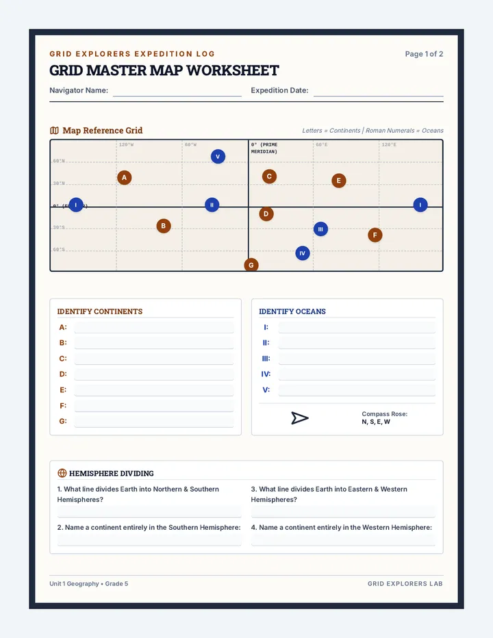 Grid Master Map Worksheet