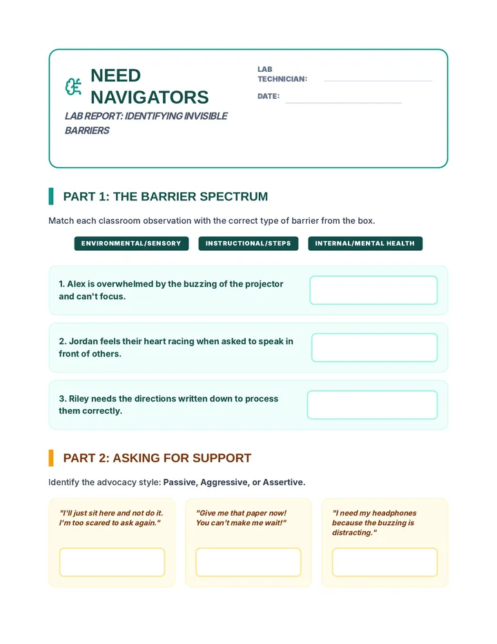 Need Navigators Worksheet