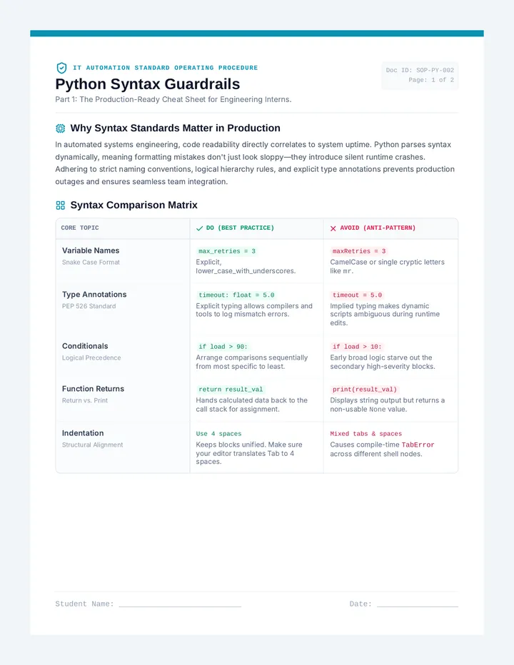 Syntax Guardrails Handout