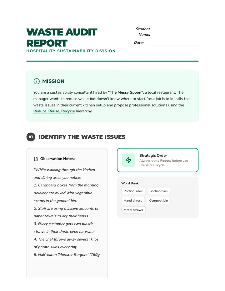 Waste Audit Worksheet