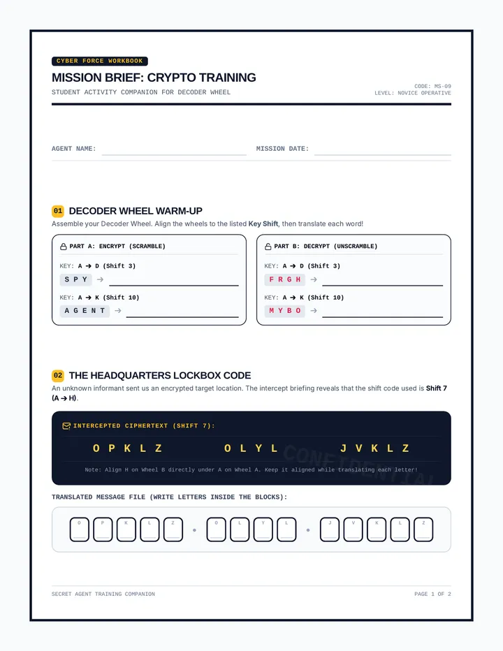 Agent Mission Worksheet