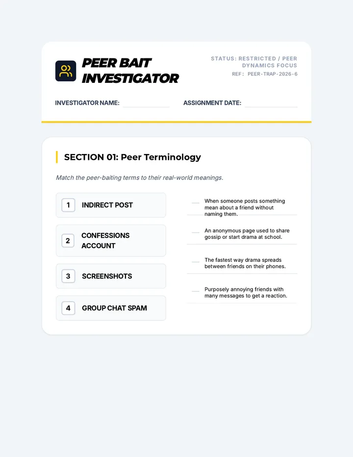 Bait Detective Peer Worksheet