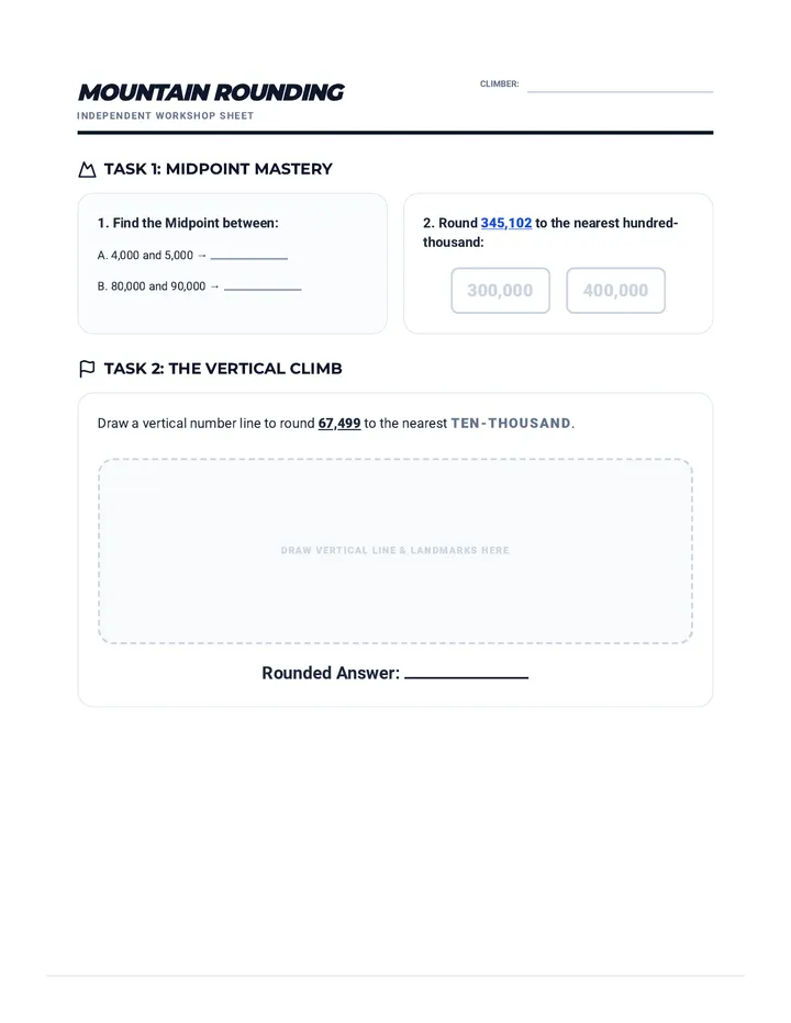 Mountain Range Rounding Worksheet