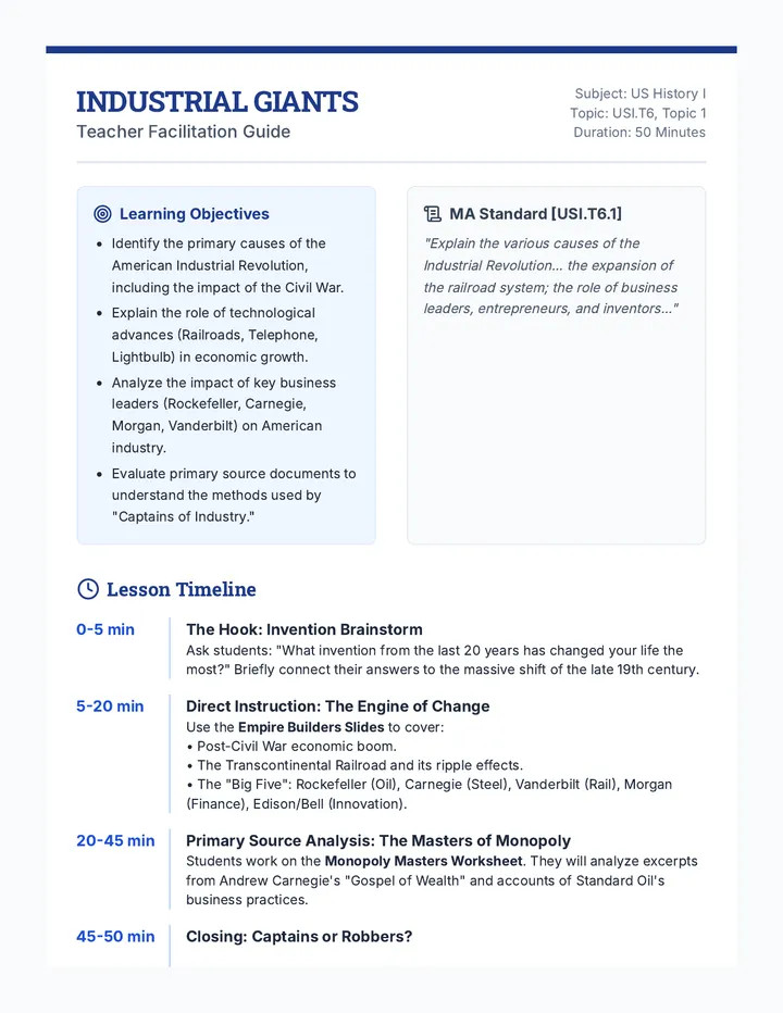 Industrial Giants Lesson Plan