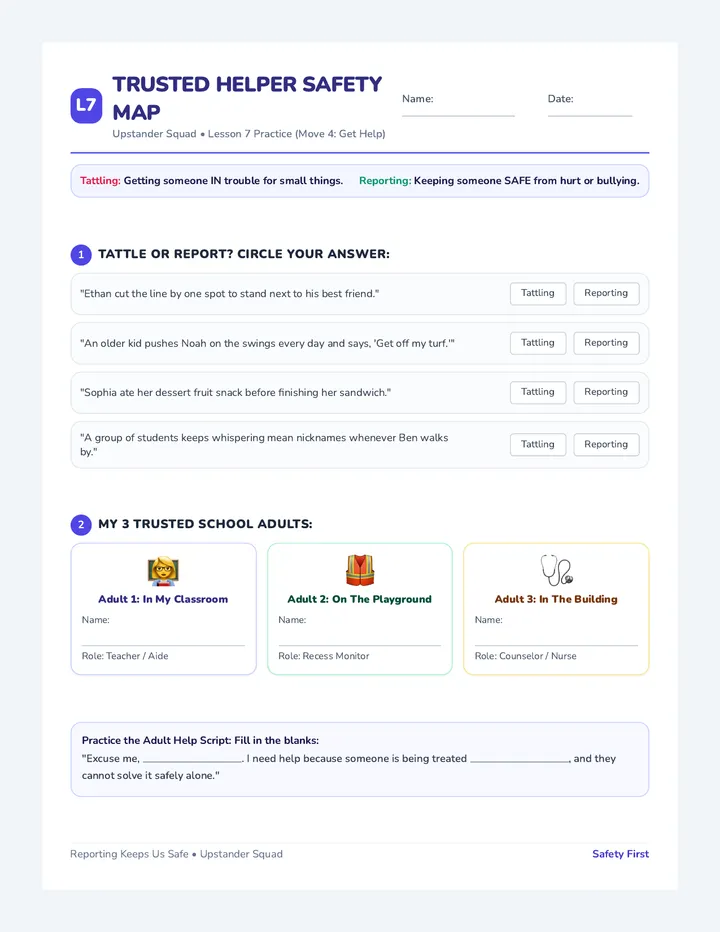 Trusted Helper Map Worksheet