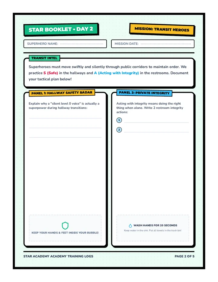 STAR Booklet Day 2 Worksheet
