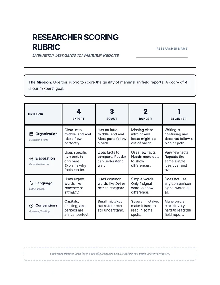 Researcher Scoring Rubric Ink Friendly