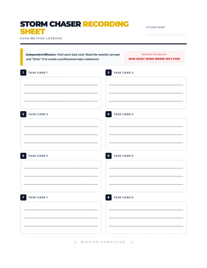 Storm Chaser Recording Sheet