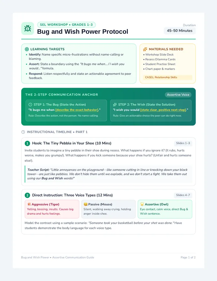 Bug and Wish Lesson Plan
