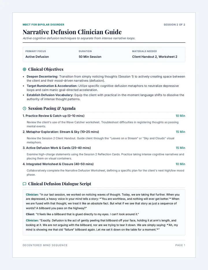 Narrative Defusion Clinician Guide