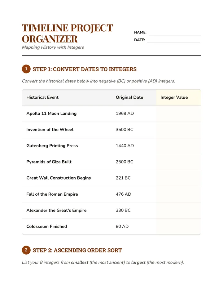 Chronology Challenge Organizer