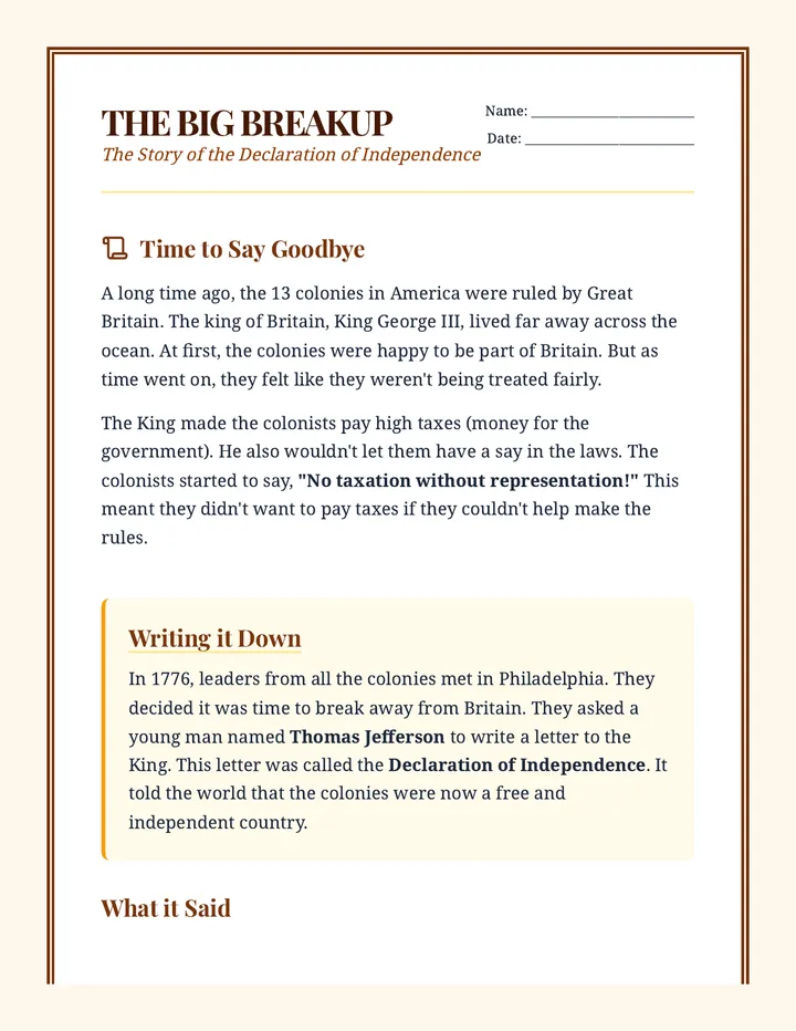 The Big Breakup Worksheet