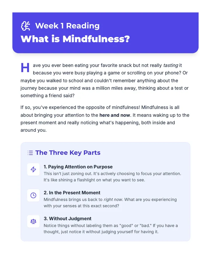 Week 1 Mindfulness Reading