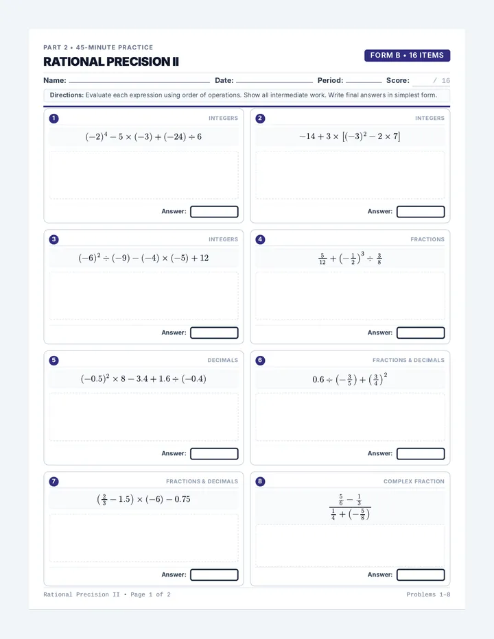 Rational Precision Packet Two Worksheet