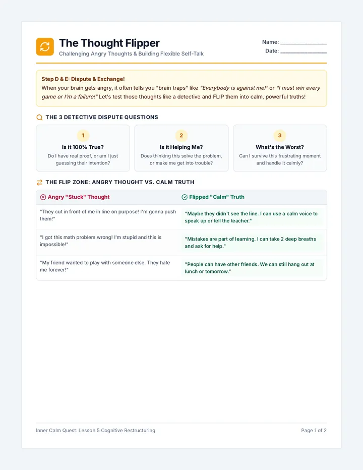 Thought Flipping Worksheet