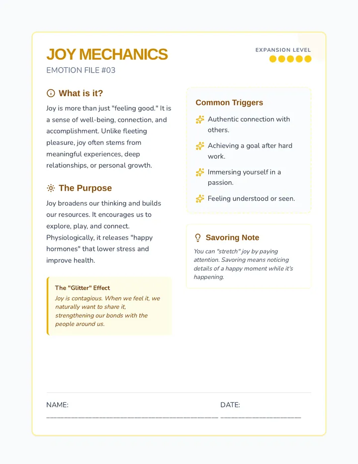 Joy Mechanics Worksheet