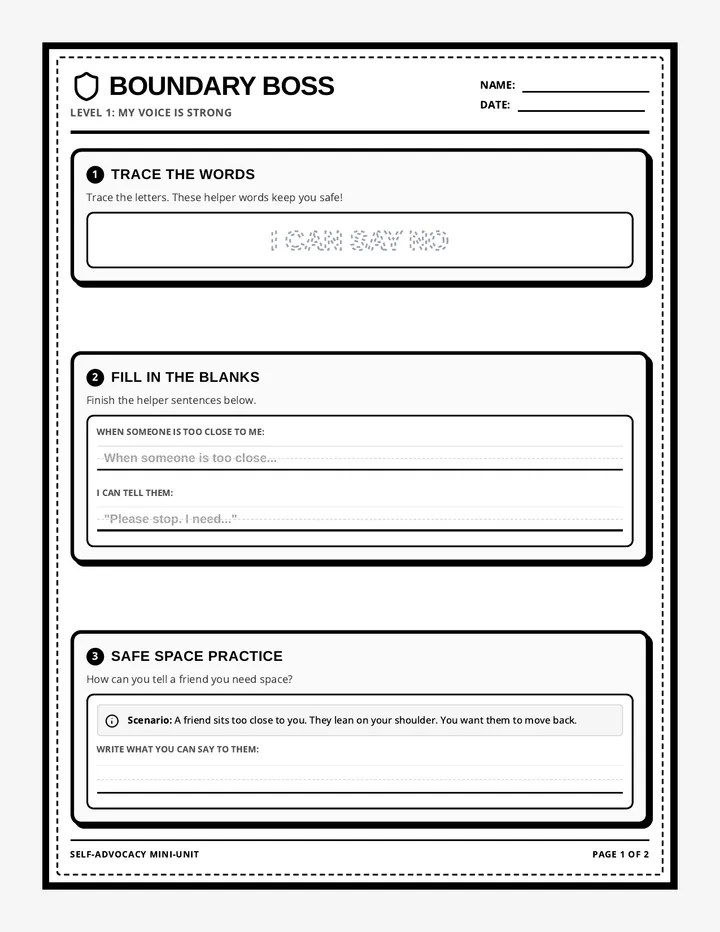 Boundary Boss Worksheet