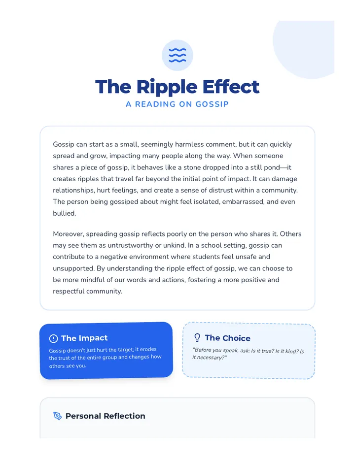 Ripple Effect Reading Handout