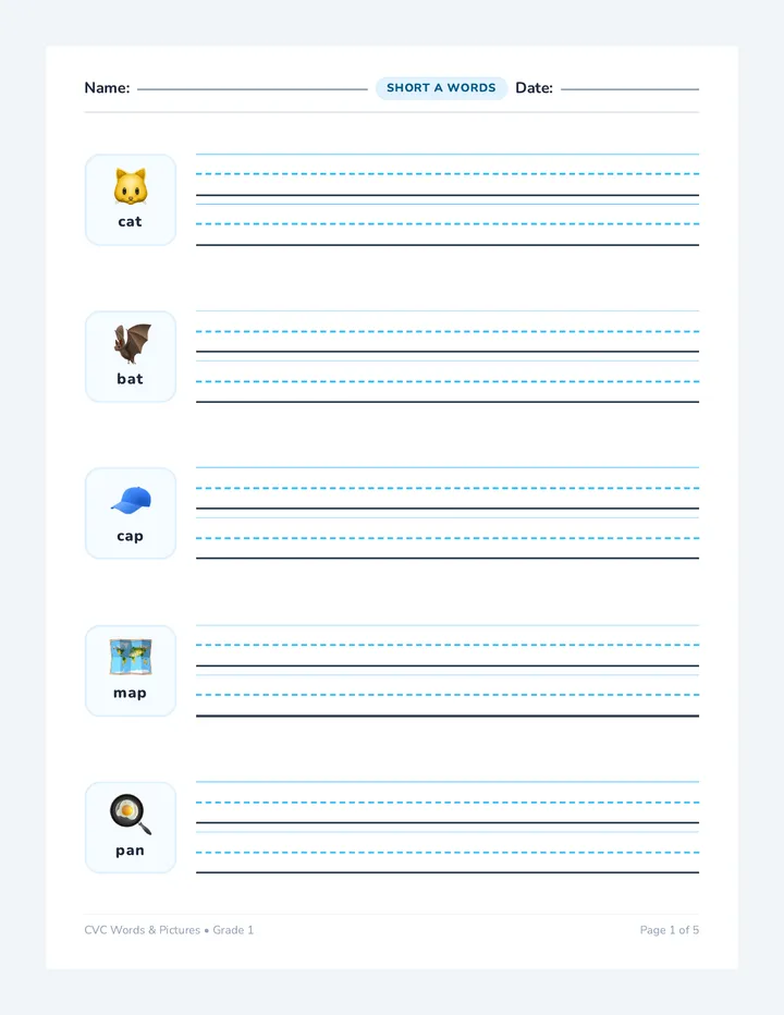 Pencil Power Writing Sheets
