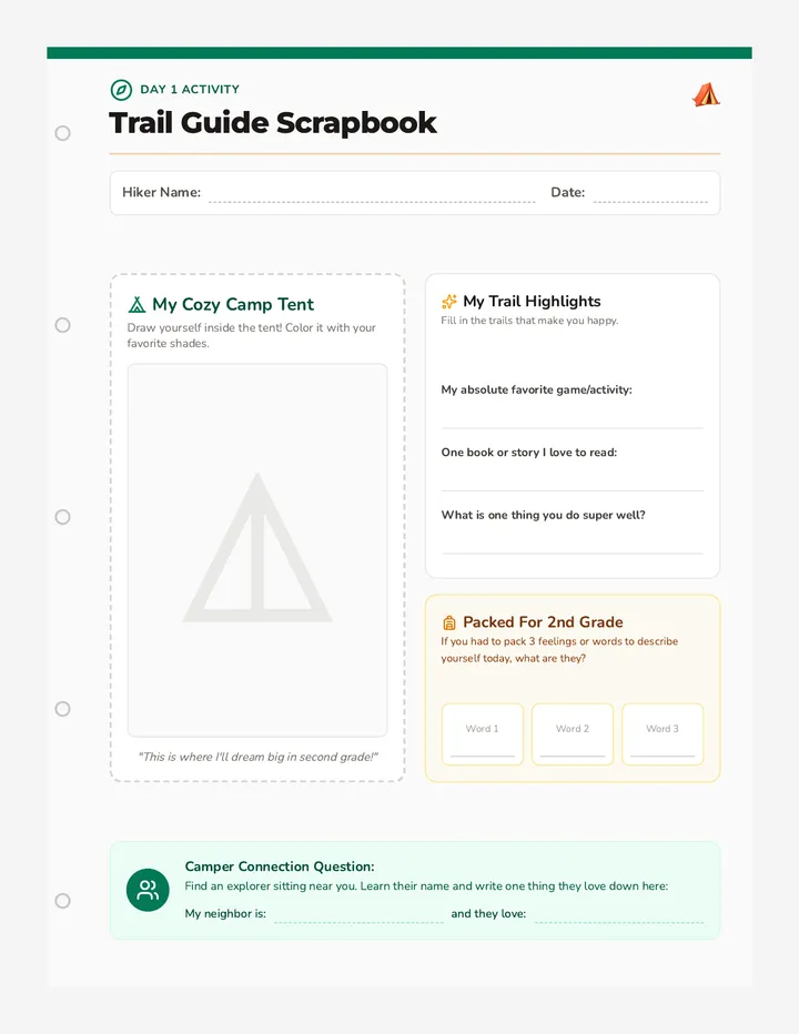 Trail Guide Scrapbook Worksheet