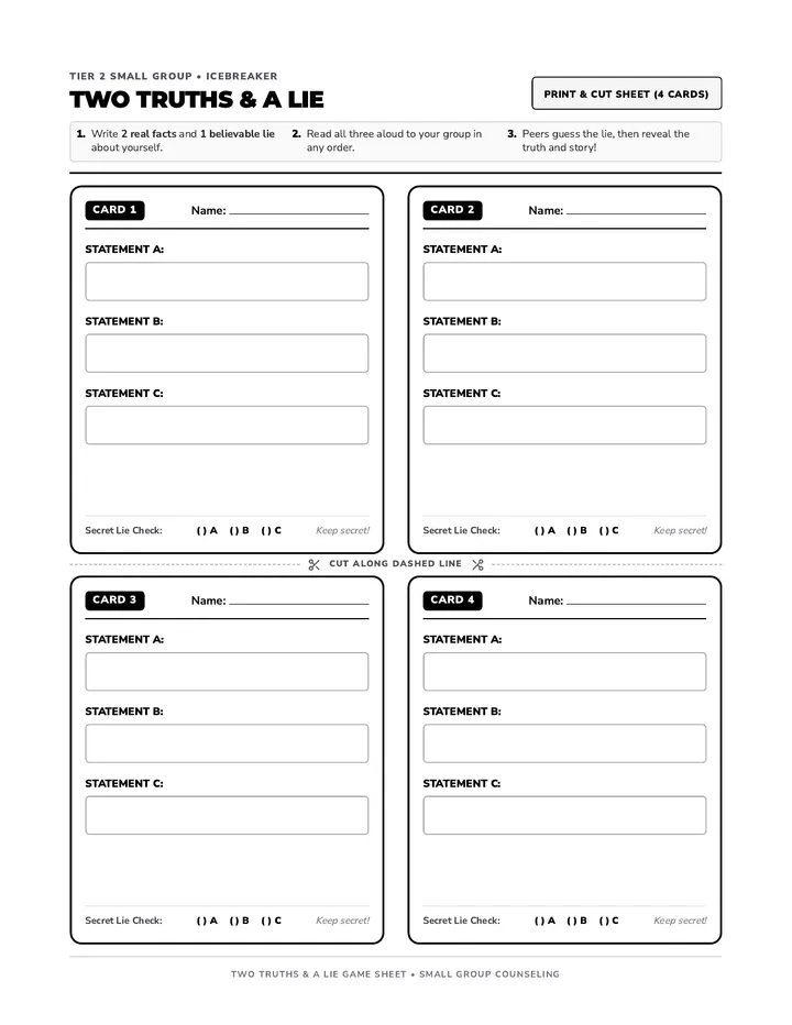 Truths & Lies Cards