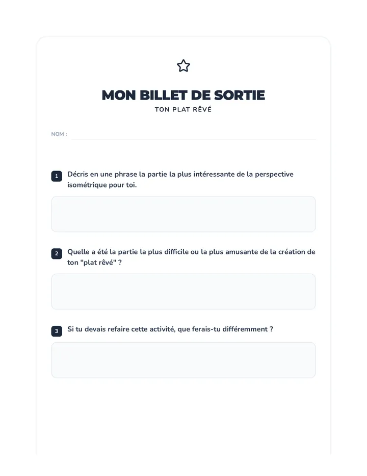 Ton Plat Rêvé Exit Ticket