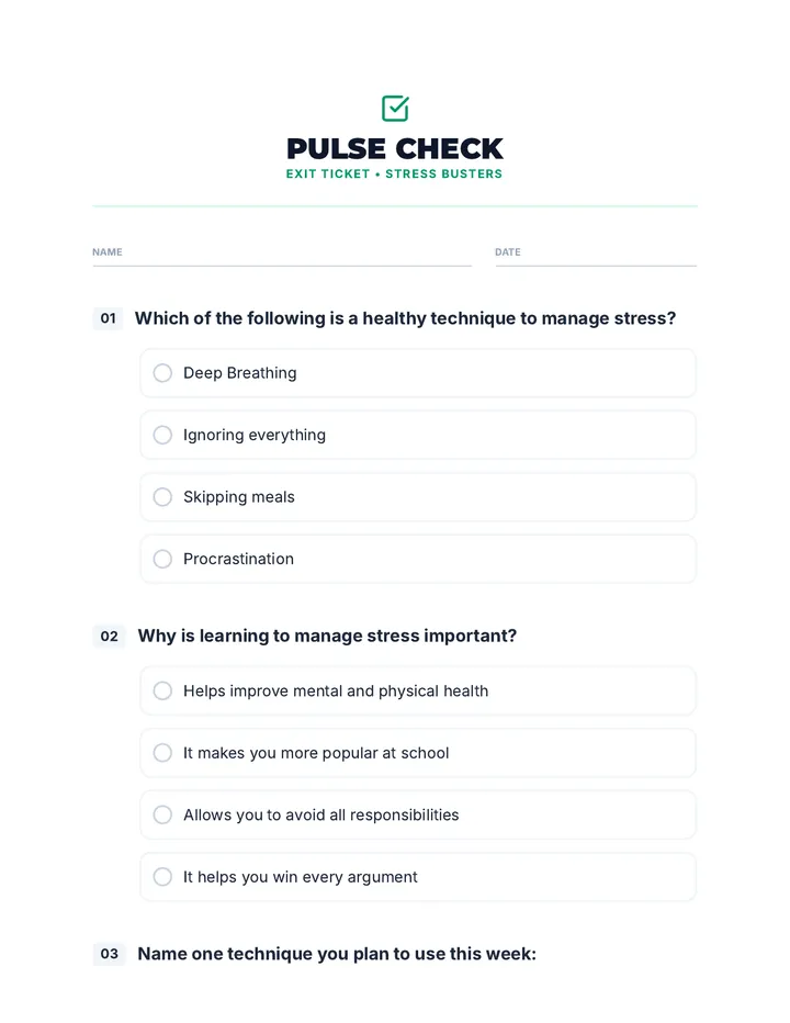 Pulse Check Exit Ticket