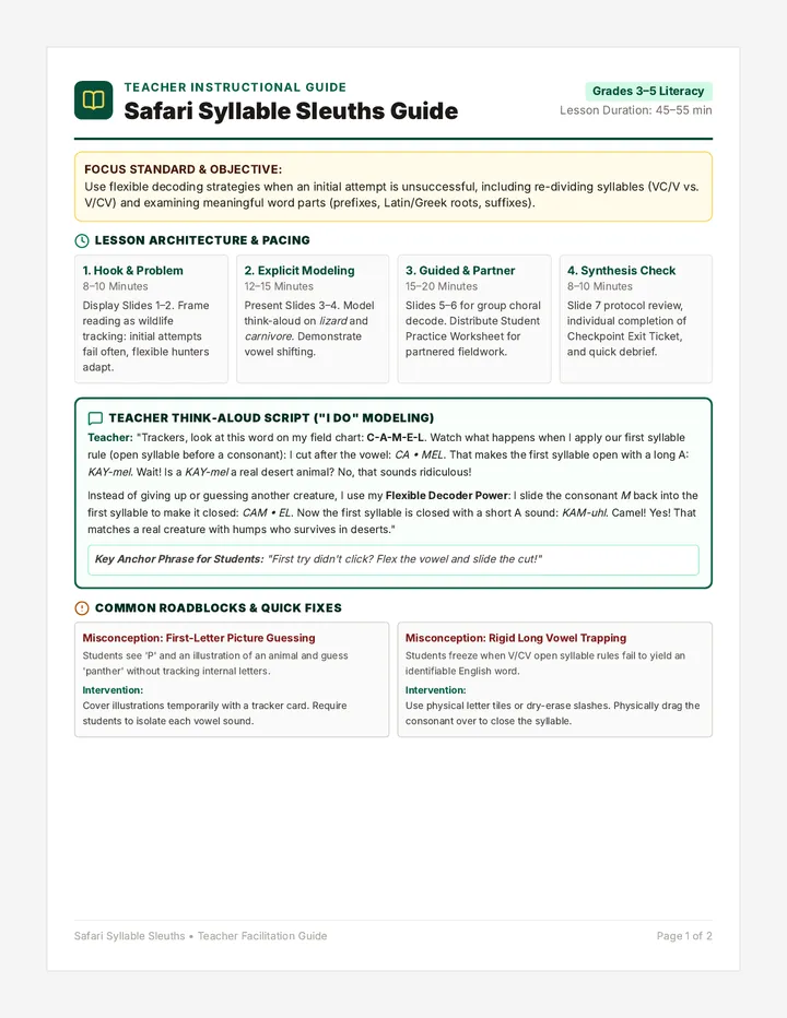 Safari Sleuths Teacher Guide