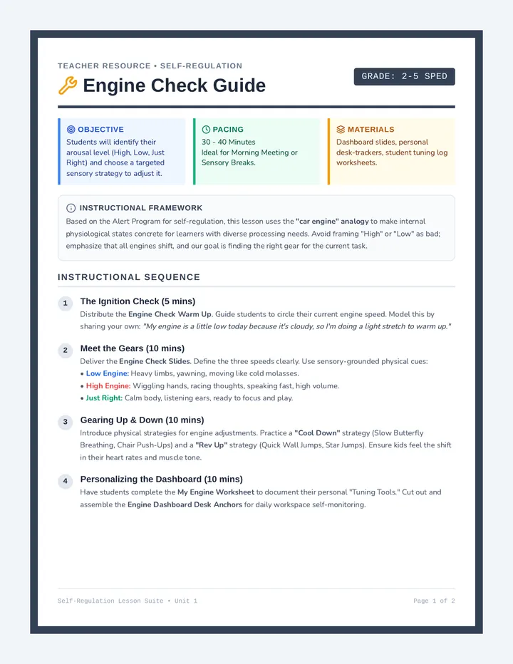 Engine Check Teacher Guide