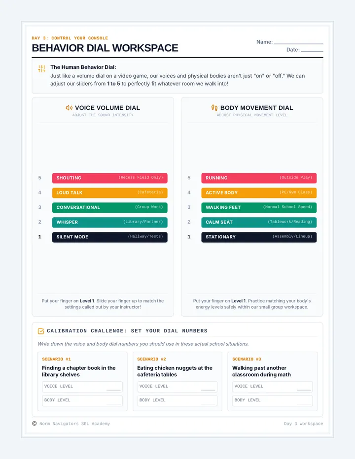 Behavior Dial Workspace page 1