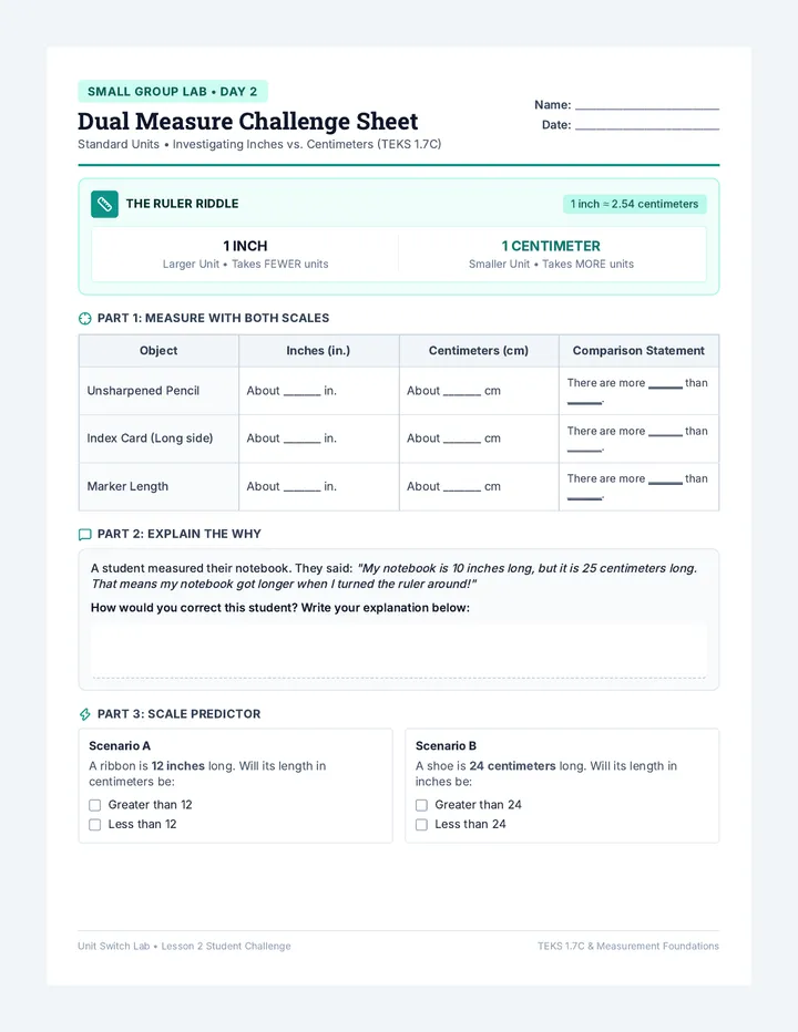 Dual Measure Challenge Sheet
