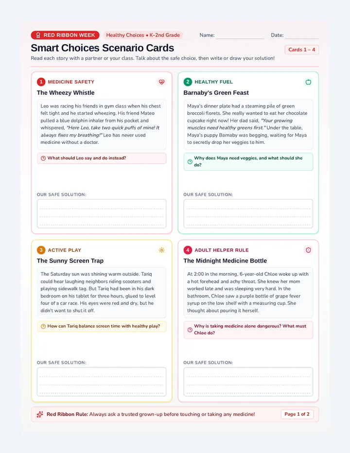 Healthy Choices Scenario Cards