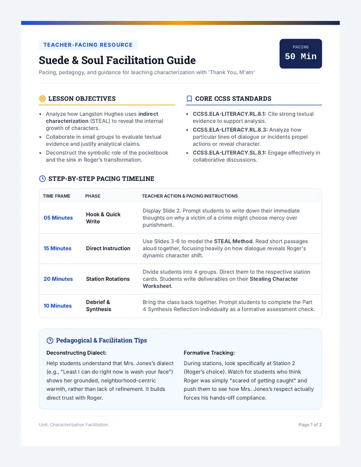 Suede and Soul Teacher Guide